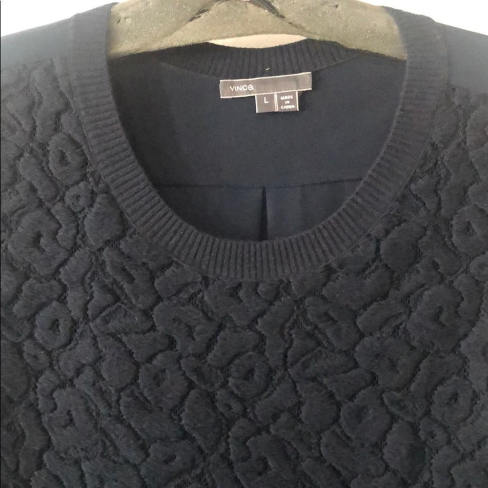 Navy Vince Lace Front Dress with Silk